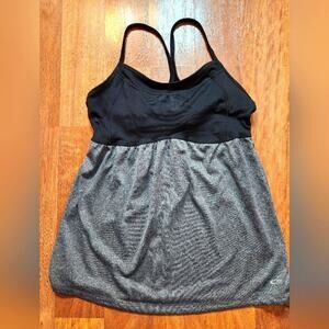 Champion C9 Women’s Tank Top Built In Bra Black Gray Racerback Cinch M